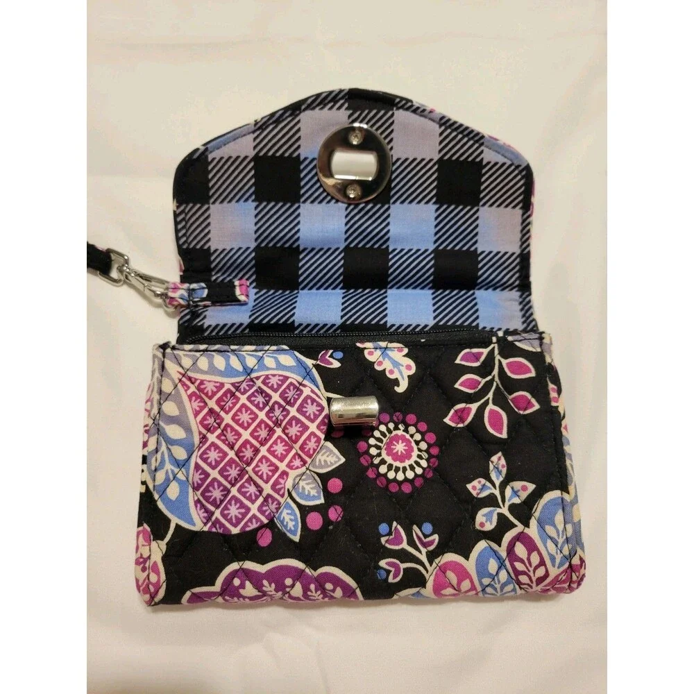Vera Bradley  Wallet  Half Fold   Organizer Wristlet Floral Blue Pink Black